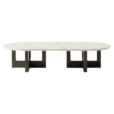 Royal | Omani Marble Coffee Table – Beige Top with Brown Base (130×70×45 cm) - Al Rugaib Furniture