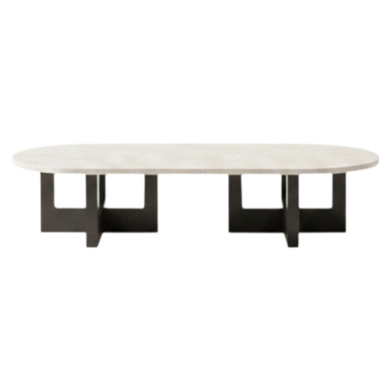 Royal | Omani Marble Coffee Table – Beige Top with Brown Base (130×70×45 cm) - Al Rugaib Furniture