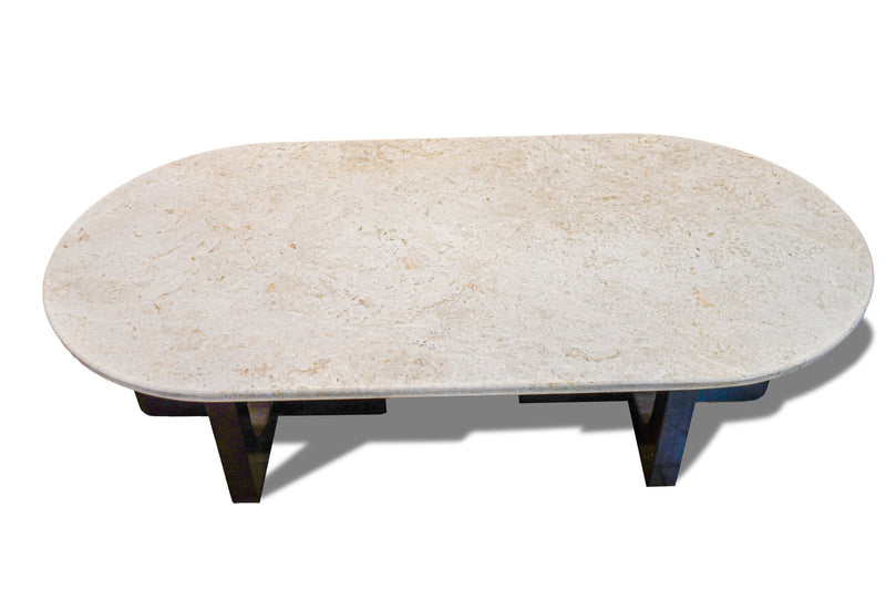 Royal | Omani Marble Coffee Table – Beige Top with Brown Base (130×70×45 cm) - Al Rugaib Furniture
