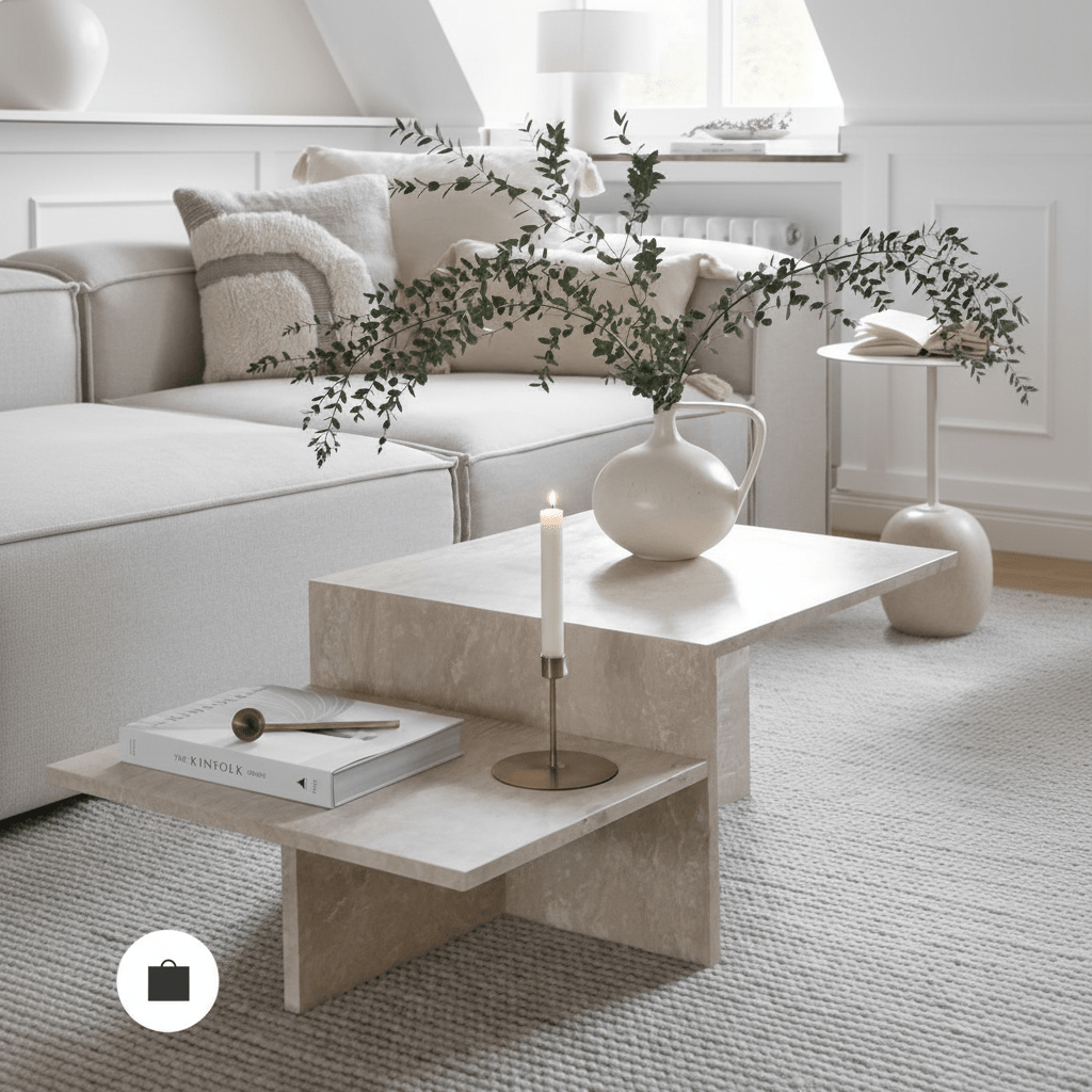 Royal | PearlPulse Marble Coffee Table in Natural Travertine Marble - Beige - 120x60x45 cm Coffee Tables| Royal Furniture