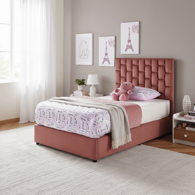 Royal | PinkCloud Single Velvet Bed – Pink Beds| Royal Furniture
