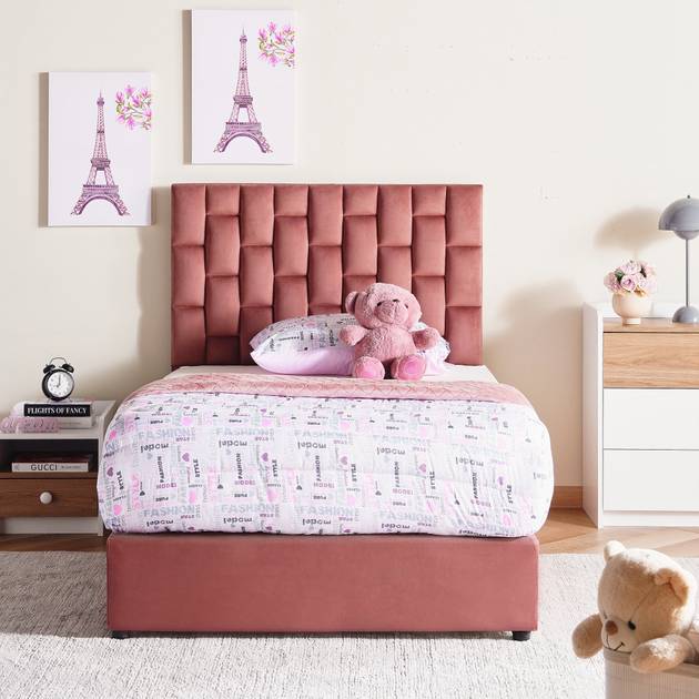 Royal | PinkCloud Single Velvet Bed – Pink - Al Rugaib Furniture