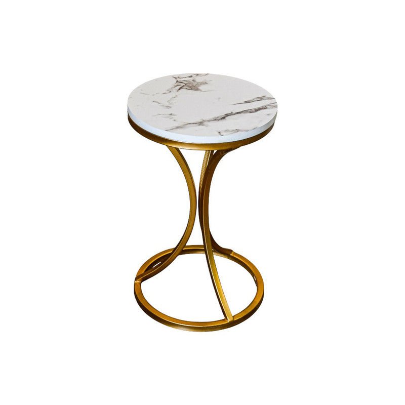 Royal | PoplarPulse Side Table with Swedish Wood Top and Steel Base in White and Gold – 35×56 cm - Al Rugaib Furniture