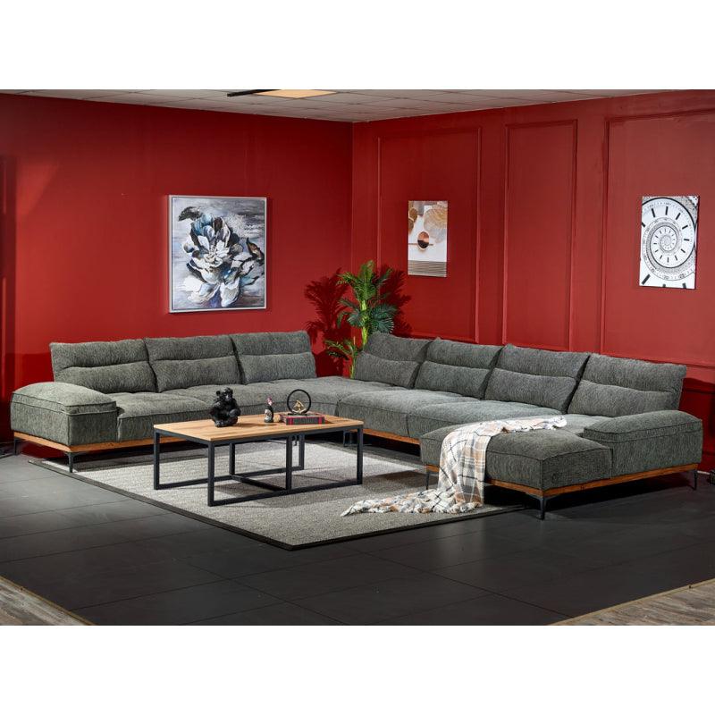 Royal | Premium Green L-Shape Sofa with Velvet Upholstery – 300×350×140 cm Sectionals| Royal Furniture