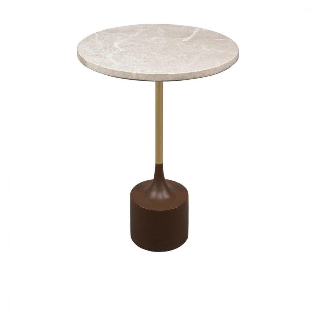 Royal | Premium Side Table – Beige Marble Top – 35×55 cm Accent & End Tables| Royal Furniture