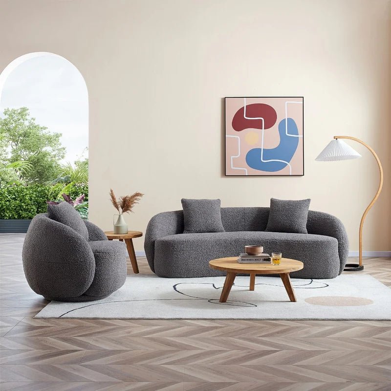Royal | Pride Bouclé Fabric Two Piece Sofa Set – Gray Sofas & Loveseats| Royal Furniture