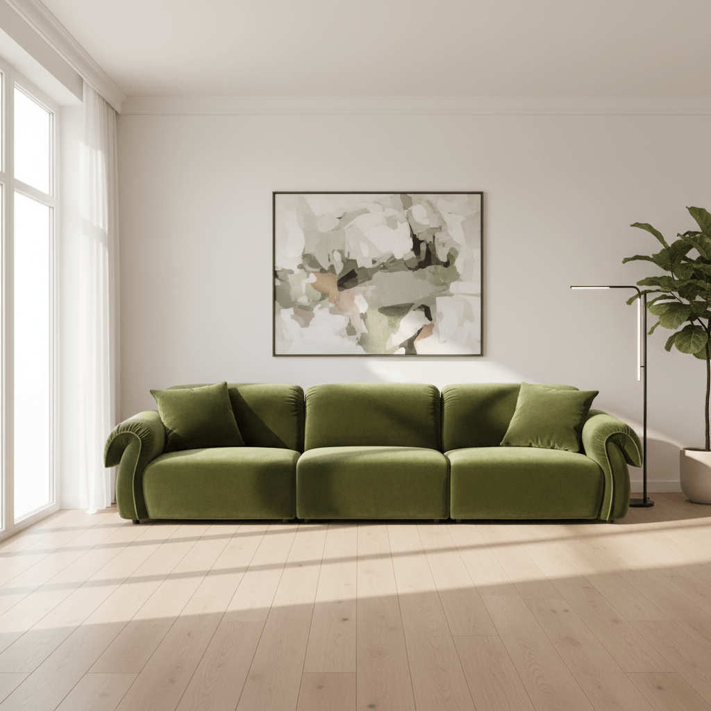 Royal – Sable Nest Velvet Sofa – Green – 280×85×80 cm Sofas & Loveseats| Royal Furniture