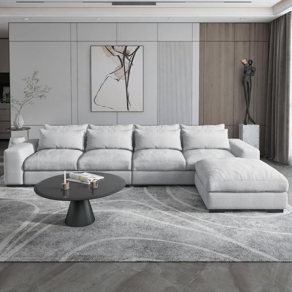 Royal | Sleek Scandinavian L-Shape Sofa - Light Gray - 300x200x90x80 cm Sectionals| Royal Furniture