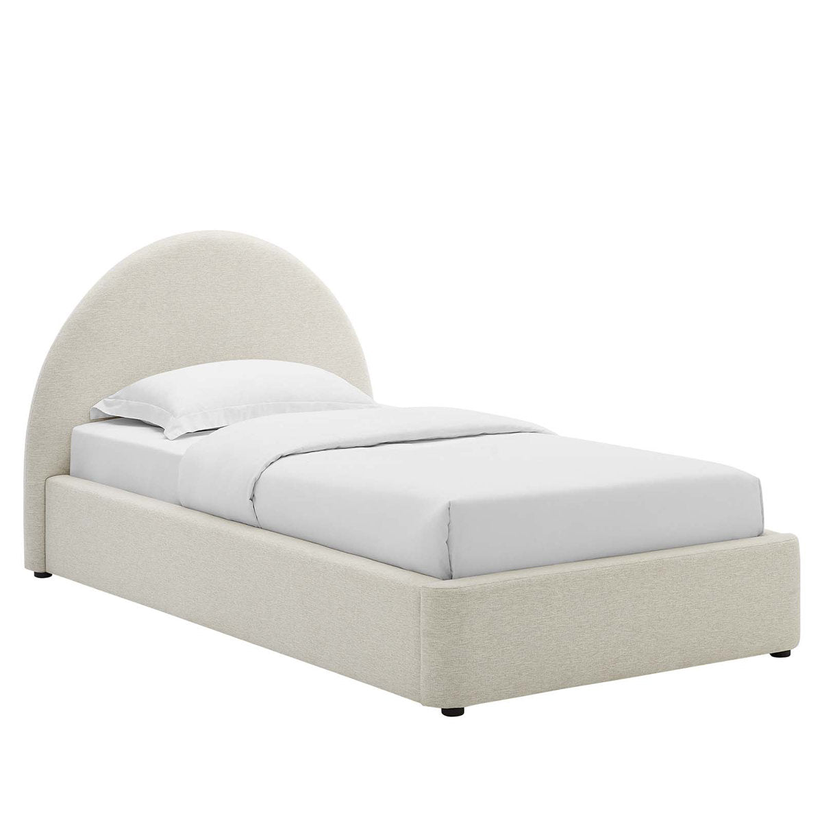 Royal | Soft Linen Upholstered Twin Bed – Arc Headboard Design Beds| Royal Furniture