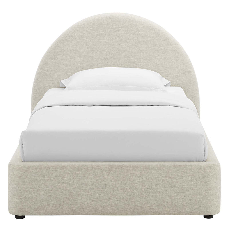 Royal | Soft Linen Upholstered Twin Bed – Arc Headboard Design - Al Rugaib Furniture