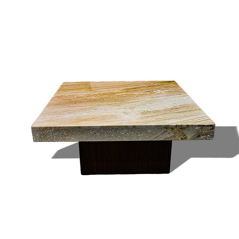 Royal | Spanish Marble Square Coffee Table with Natural Marble Top and Swedish Wood Base in Black and Beige – 100×45 cm Coffee Tables| Royal Furniture