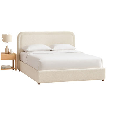 Royal | Swedish Wood Bouclé Majestic Mist Bed in Beige - Al Rugaib Furniture