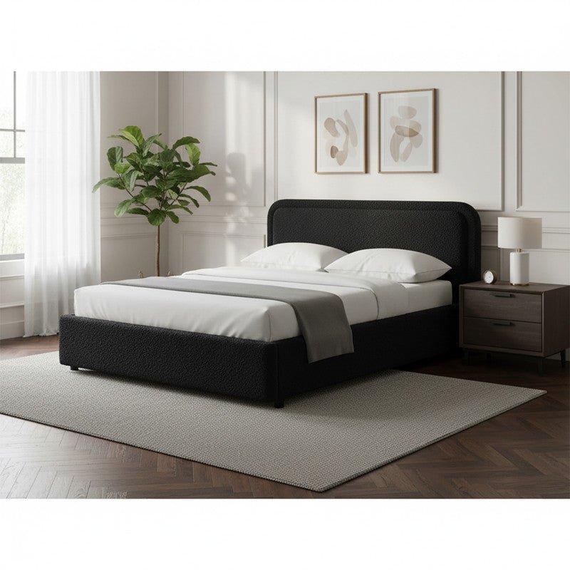Royal | Swedish Wood Bouclé Majestic Mist Bed in Black Beds| Royal Furniture