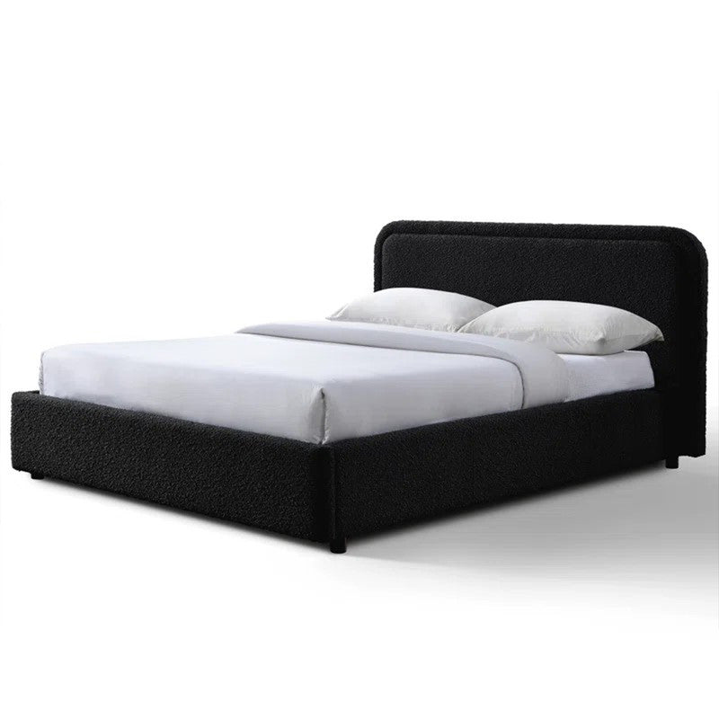 Royal | Swedish Wood Bouclé Majestic Mist Bed in Black - Al Rugaib Furniture
