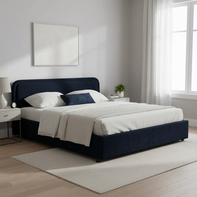 Royal | Swedish Wood Bouclé Majestic Mist Bed in Blue - Al Rugaib Furniture