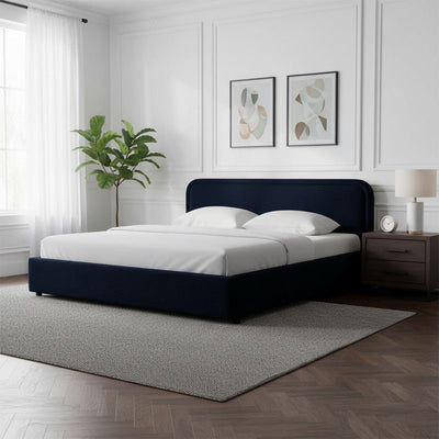 Royal | Swedish Wood Bouclé Majestic Mist Bed in Blue - Al Rugaib Furniture