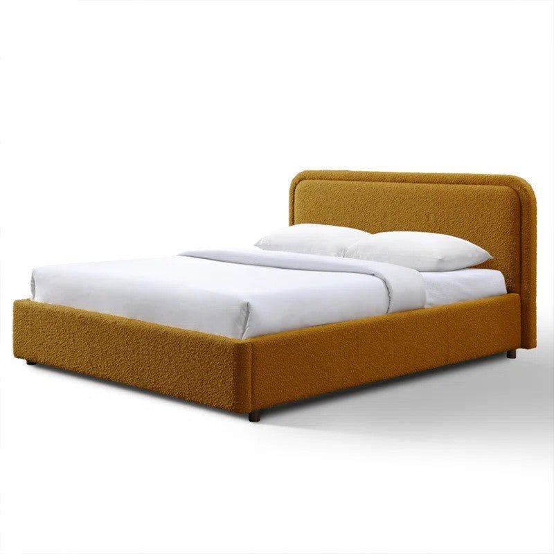 Royal | Swedish Wood Bouclé Majestic Mist Bed in Camel Beds| Royal Furniture