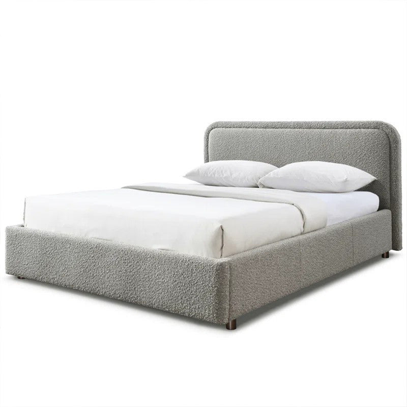 Royal | Swedish Wood Bouclé Majestic Mist Bed in Grey - Al Rugaib Furniture