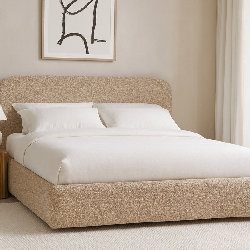 Royal | Swedish Wood Boucle Majestic Nights Bed in Light Brown - Al Rugaib Furniture