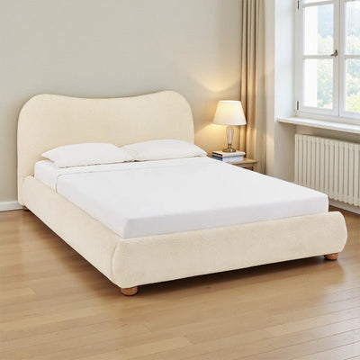 Royal | Swedish Wood Bouclé Midnight Bliss Bed in Beige - Al Rugaib Furniture