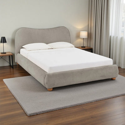 Royal | Swedish Wood Bouclé Midnight Bliss Bed in Gray - Al Rugaib Furniture
