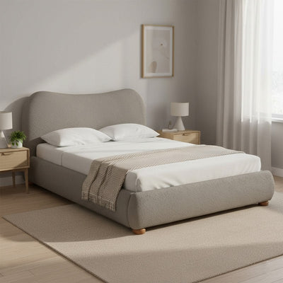 Royal | Swedish Wood Bouclé Midnight Bliss Bed in Gray - Al Rugaib Furniture