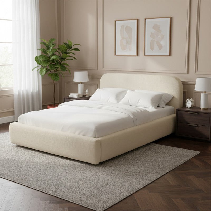 Royal | Swedish Wood Boucle Oceanic Calm Bed in Beige Beds| Royal Furniture