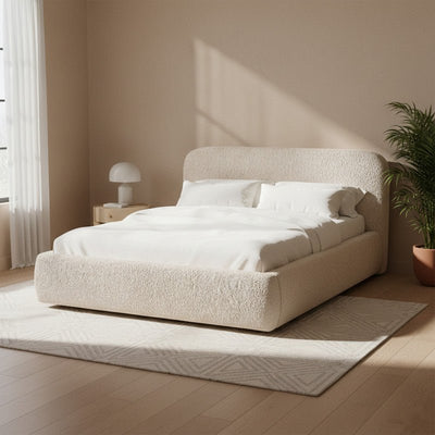 Royal | Swedish Wood Boucle Oceanic Calm Bed in Beige - Al Rugaib Furniture