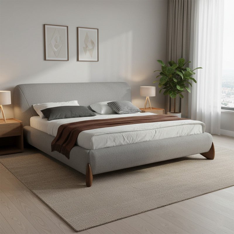 Royal | Swedish Wood Bouclé Tranquil Nest Bed in Gray - Al Rugaib Furniture