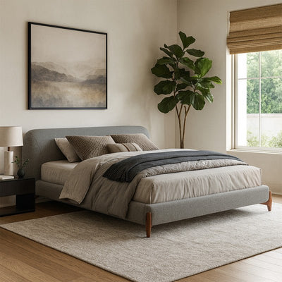 Royal | Swedish Wood Bouclé Tranquil Nest Bed in Gray - Al Rugaib Furniture