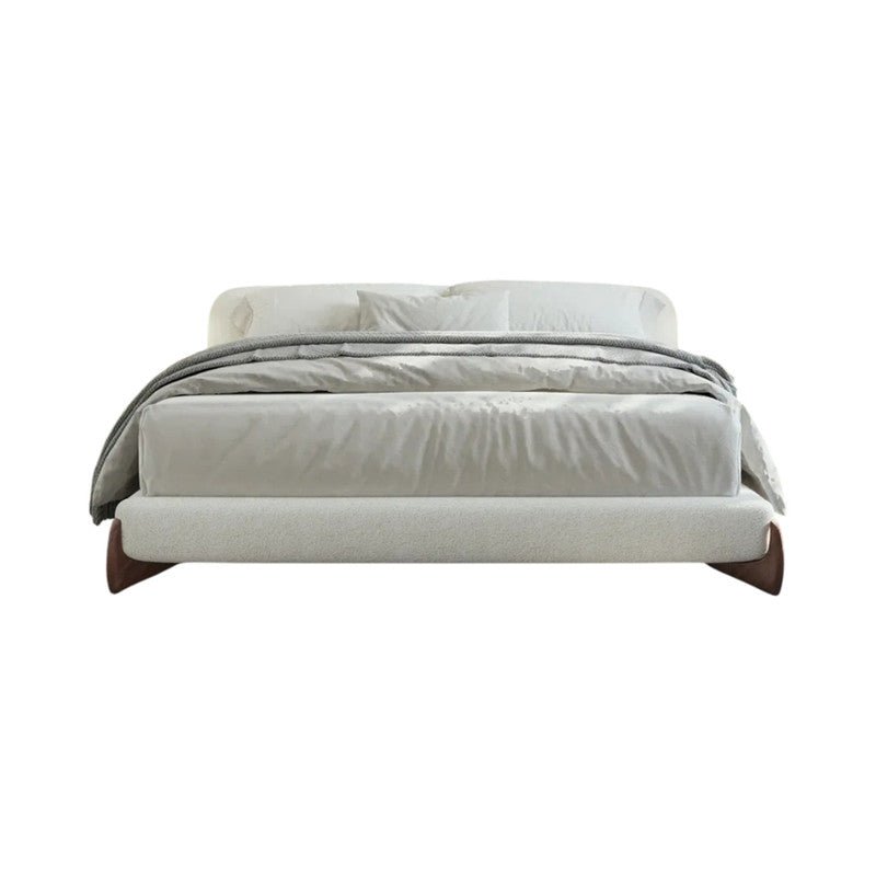 Royal | Swedish Wood Bouclé Urban Luxe Bed in White - Al Rugaib Furniture