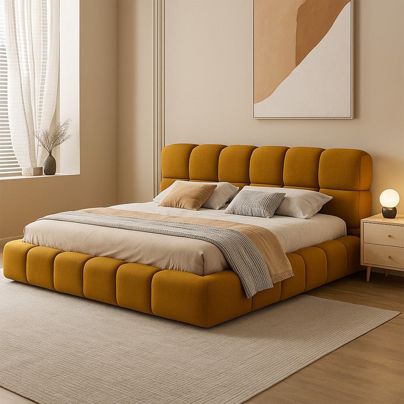 Royal | Swedish Wood Chanel Modern Bed in Mustard - Al Rugaib Furniture