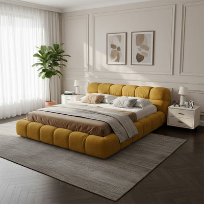 Royal | Swedish Wood Chanel Modern Bed in Mustard - Al Rugaib Furniture