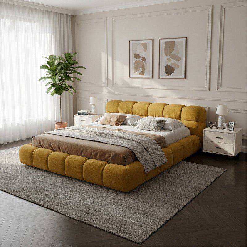 Royal | Swedish Wood Chanel Modern Bed in Mustard - Al Rugaib Furniture
