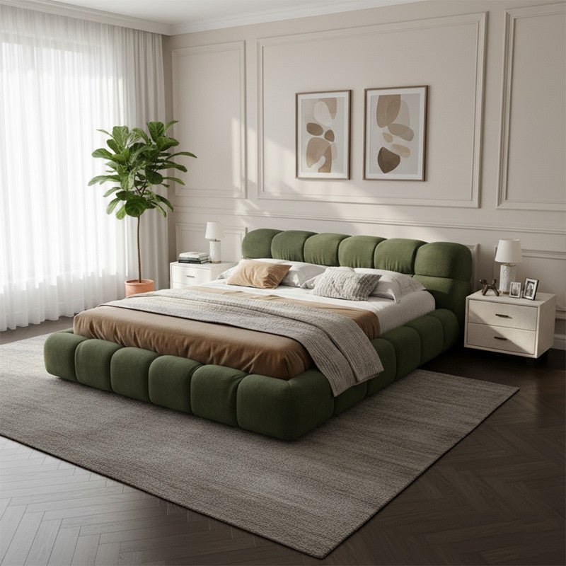 Royal | Swedish Wood Chanel Modern Bed in Olive Green - Al Rugaib Furniture