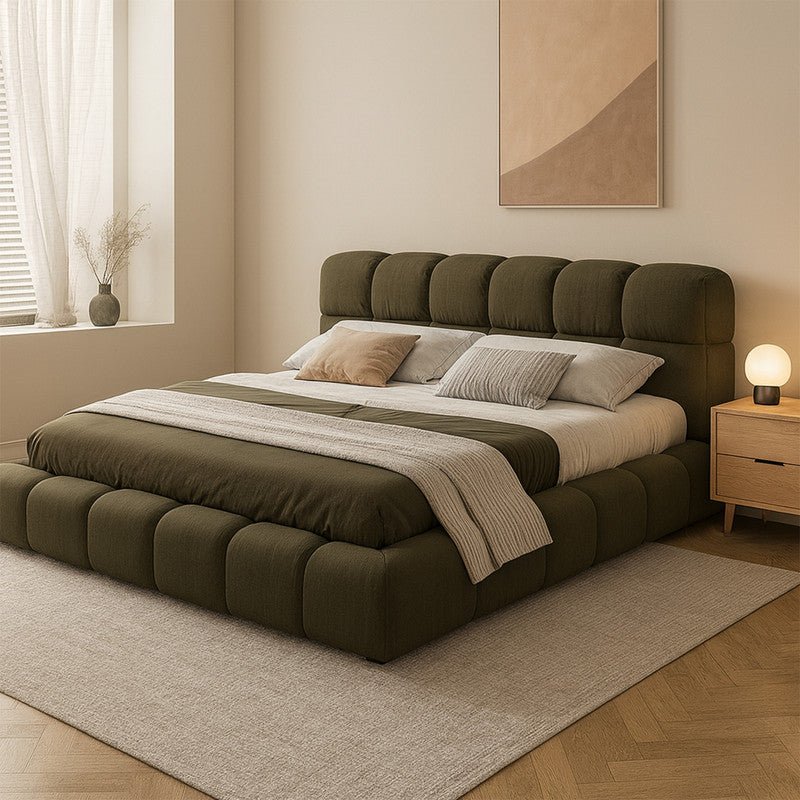 Royal | Swedish Wood Chanel Modern Bed in Olive Green Beds| Royal Furniture