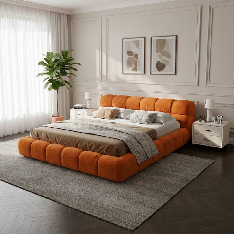 Royal | Swedish Wood Chanel Modern Bed in Orange - Al Rugaib Furniture