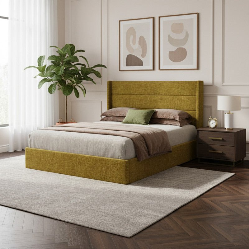 Royal | Swedish Wood Linen Divine Rest Bed in Camel - Al Rugaib Furniture