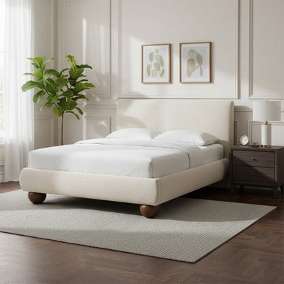 Royal | Swedish Wood Linen Sassari Bed in Beige - Al Rugaib Furniture