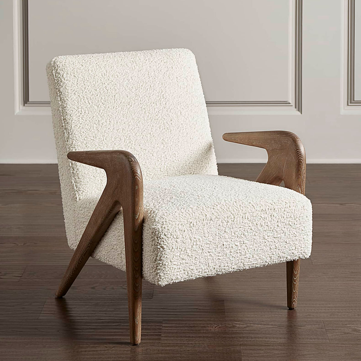 Royal | Swedish Wood Relax Chair with Soft Bouclé Upholstery – Off-White – 72×75×93 cm Chairs| Royal Furniture