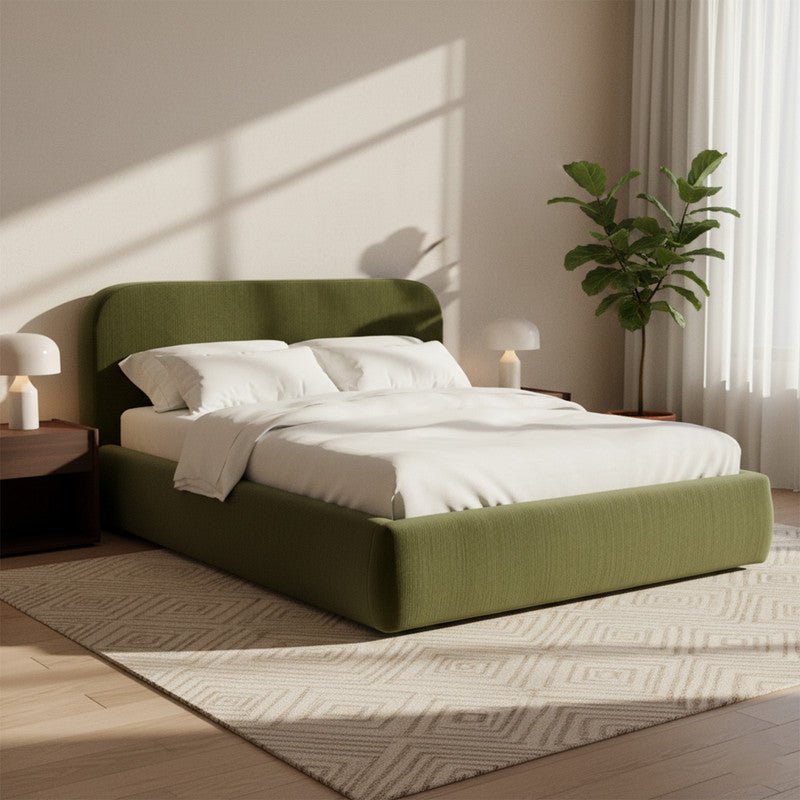 Royal | Swedish Wood Velvet Retreat Bed in Green - Al Rugaib Furniture