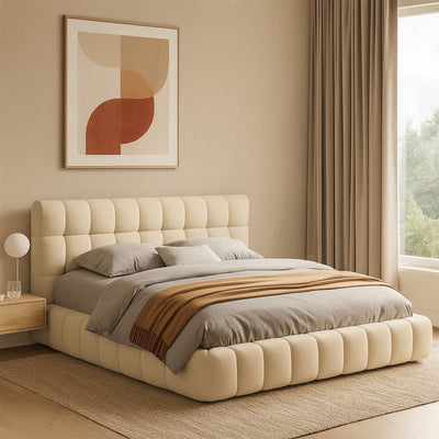 Royal | Swedish Wood Velvet Supreme Serenity Bed in Light Beige - Al Rugaib Furniture