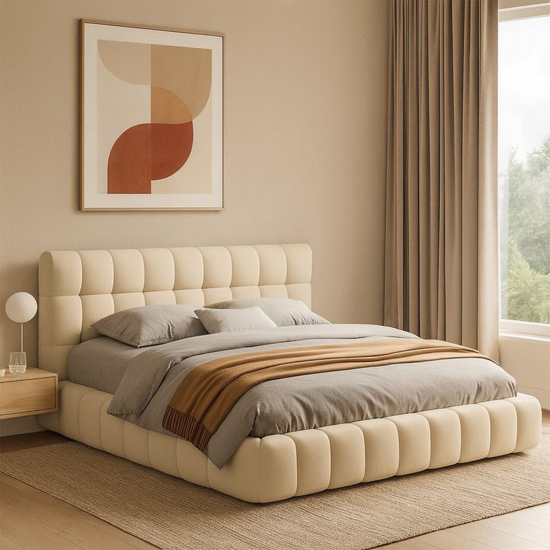 Royal | Swedish Wood Velvet Supreme Serenity Bed in Light Beige - Al Rugaib Furniture