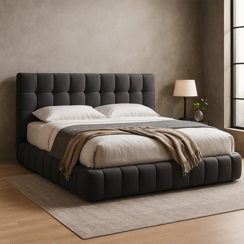 Royal | Swedish Wood Velvet Touch Bed in Dark Gray - Al Rugaib Furniture