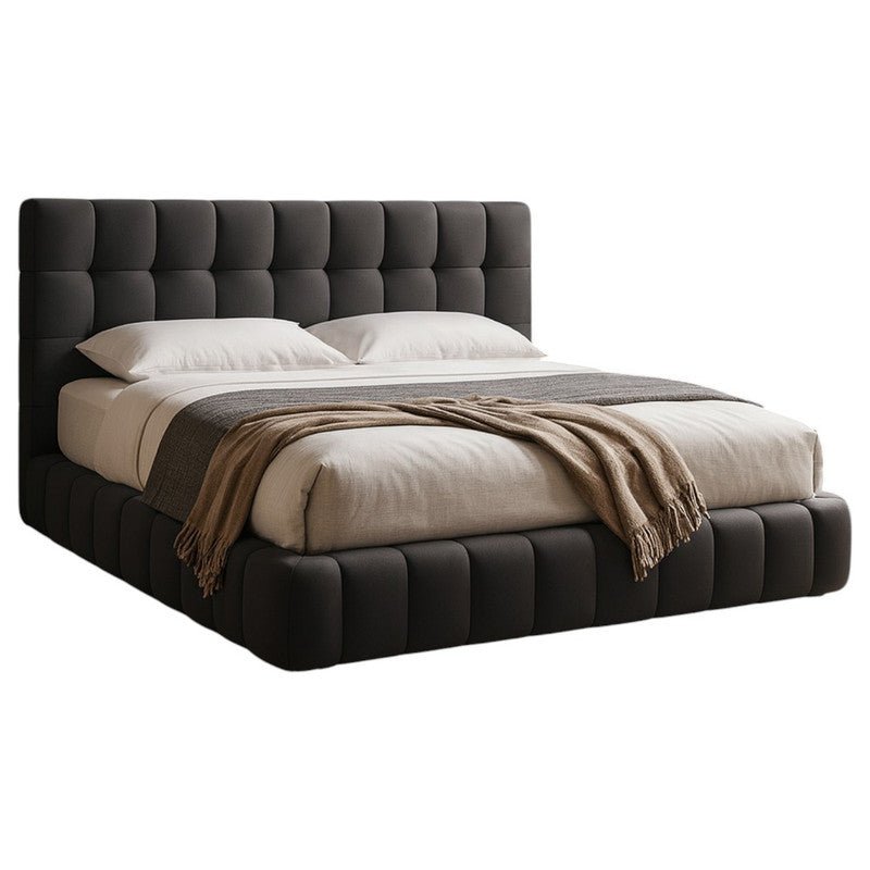 Royal | Swedish Wood Velvet Touch Bed in Dark Gray Beds| Royal Furniture