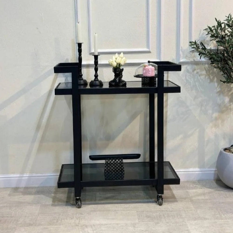 Royal | Table with Black Glass Top – 92×80×40 cm - Al Rugaib Furniture