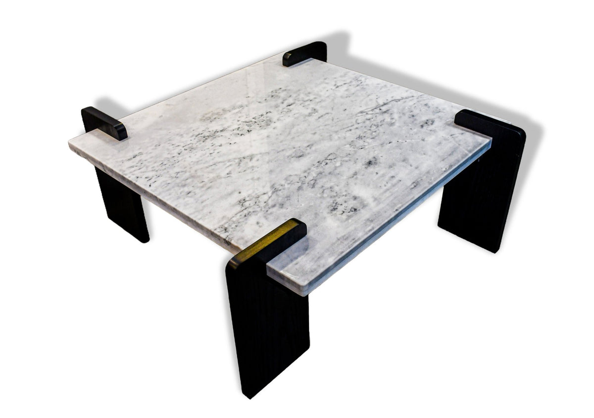 Royal | Turkish Marble Square Coffee Table with Natural Marble Top and Swedish Wood Base in Black and White – 110×45 cm Coffee Tables| Royal Furniture