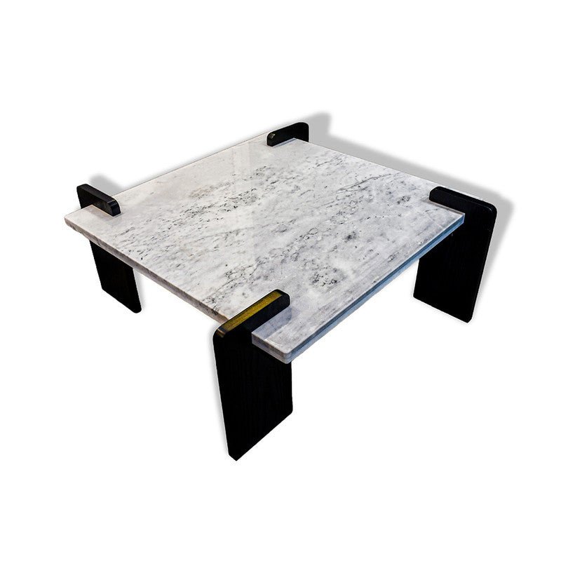 Royal | Turkish Marble Square Coffee Table with Natural Marble Top and Swedish Wood Base in Black and White – 110×45 cm Coffee Tables| Royal Furniture