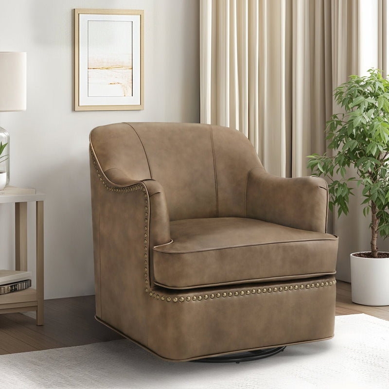 Royal | Urban Relax Lounge Chair with Premium Brown Leather Upholstery – 80×71×81 cm - Al Rugaib Furniture