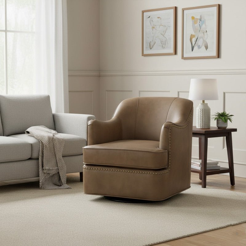 Royal | Urban Relax Lounge Chair with Premium Brown Leather Upholstery – 80×71×81 cm - Al Rugaib Furniture